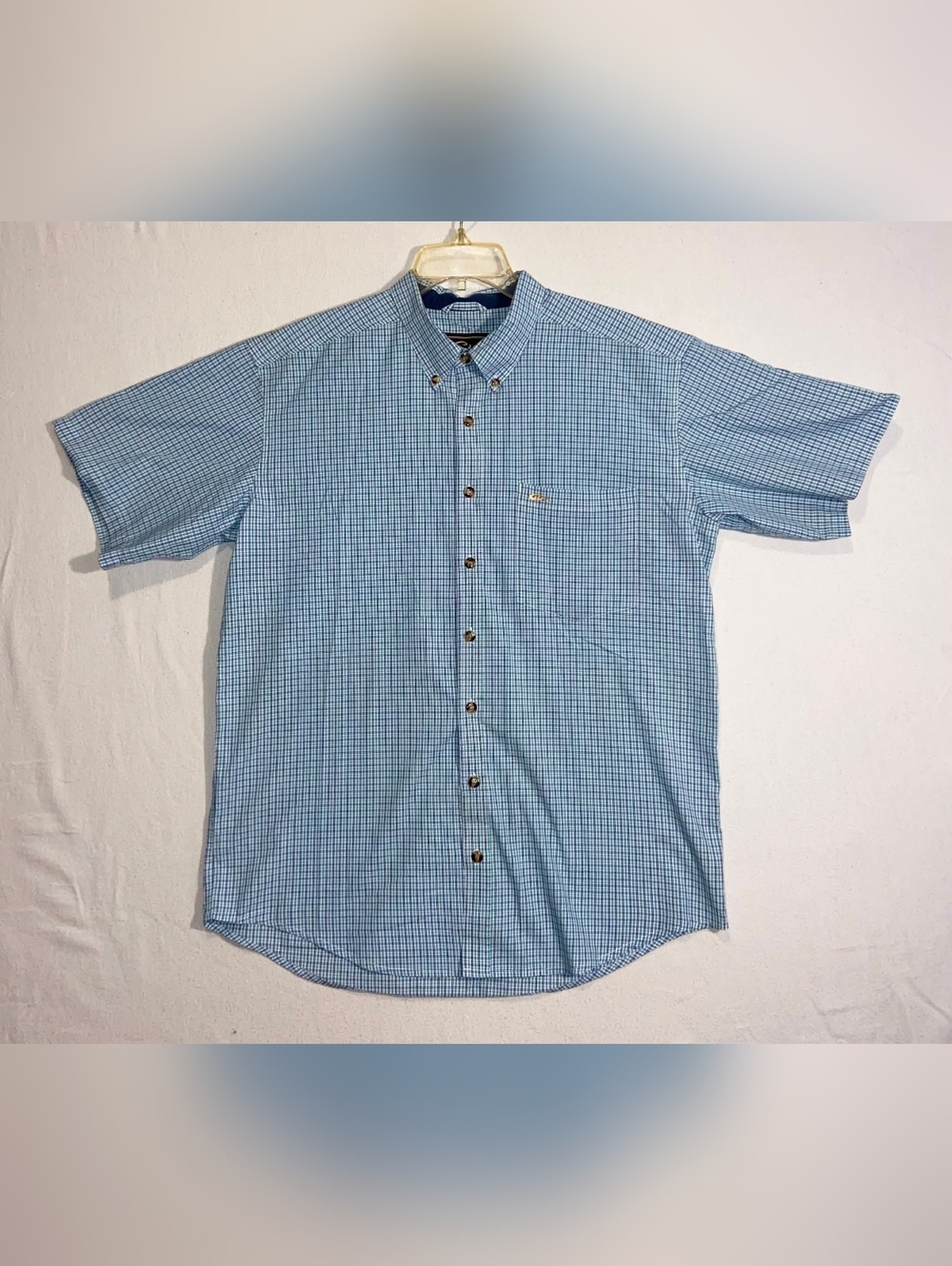 Drake Light Blue Check Short Sleeve Button-Down Shirt